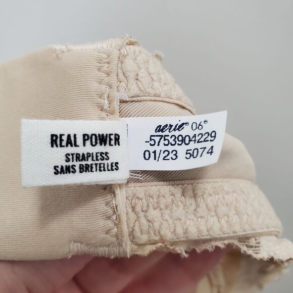 Aerie Strapless Beige Cream Eyelet Lace Underwire Bandeau Bra Size 38B - Picture 4 of 5